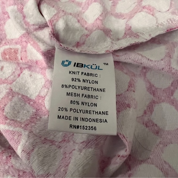 Ibkül Pink White Geo Print Long Mesh Sleeve 1/4 Popover Shift Active Dress Sz L - Picture 11 of 13